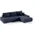 Fun Möbel Ecksofa Sofa mit Schlaffunktion VOGAR Stoff Aston Dunkelblau Ottomane Rechts - Blau