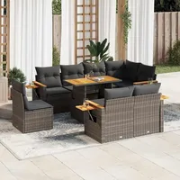 vidaXL Garten-Sofagarnitur 9-tlg. grau Akazie