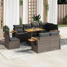 vidaXL Garten-Sofagarnitur 9-tlg. grau Akazie