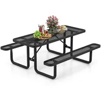 Bierzeltgarnitur Festzeltgarnitur mit 2 Bänken, Tisch Biertisch Set Metall