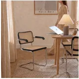 Haris Børn Freischwinger Wiener Geflecht - Handgefertigt in Italien - Premium Schwingstuhl (Set, 4 St), Hochwertige Freischwinger Stühle - Rattanstühle fürs Esszimmer schwarz
