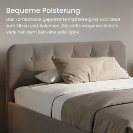 home collective Polsterbett 160x200 cm Doppelbett Bett mit verstellbarem Lattenrost & Bettkasten, gepolstertes Kopfteil, Germany | Beige - Beige