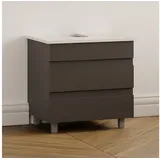 Karen Waschbeckenunterschrank Waschbeckenunterschrank Lara (Stehender Waschtischunterschrank, 2-St., Unterschrank, Konsolenplatte mit Siphonausschnitt, Füße) grau 60 cm
