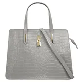 Cluty Henkeltasche echt Leder, Made in Italy grau