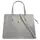 Cluty Henkeltasche echt Leder, Made in Italy grau