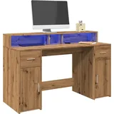 vidaXL LED-Schreibtisch Artisan-Eiche 140x55x91 Holzwerkstoff - Braun