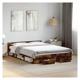 vidaXL Bettgestell mit Schubladen Räuchereiche 135x190cm Holzwerkstoff