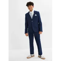 bonprix Anzug mit Hemd und Krawatte (4tlg. Set), blau, Gr.176, Festliches vierteiliges Jungen-Set bestehend aus Anzug, Hemd (Slim Fit) und Krawatte, Hemd: 100% Baumwolle