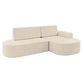 altdecor Eckcouch Cord mit Schlaffunktion 2-Sitzer Beige