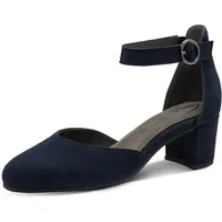 TAMARIS Comfort Damen Pumps mit Riemen aus Leder Elegant, Blau 37 EU