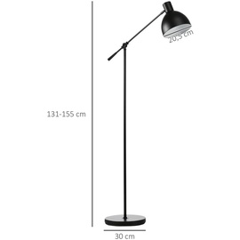 Homcom Stehlampe höhenverstellbar, schwenkbar Stehleuchte, 40 W Standlampe exkl. Leuchtmittel, Leselampe Bogenlampe mit E27 Sockel, Schwarz (Farbe: Schwarz)
