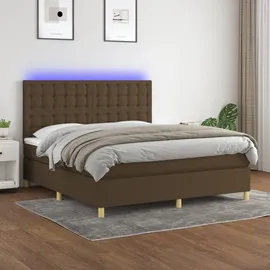 vidaXL Boxspringbett mit Matratze & LED Dunkelbraun 180x200 cm Stoff
