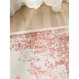 benuta Basic Teppich Sia - Creme/rosa 300x400 cm - Kunstfaser - Rechteckig & im Style: Vintage, Boho-style, Retro - Pflegeleicht für Wohnzimmer Schlafzimmer