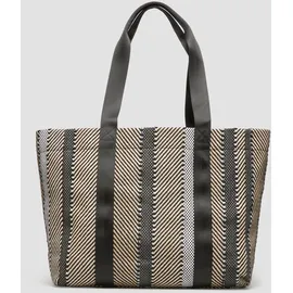 s.Oliver Gestreifter Jacquard-Shopper Baumwolle/Synthetik Bunt/Schwarz