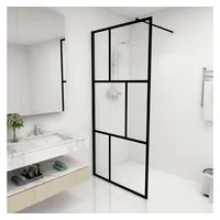 VidaXL Duschwand für Begehbare Duschen mit Hartglas Schwarz 90x195