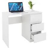 ML-Design Schreibtisch mit 3 Schubladen 90x76x50 cm Weiß Matt Arbeitstisch