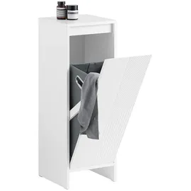 SoBuy Wäscheschrank mit Ausklappbarem Wäschesack Wäschesammler Weiß BZR154-W