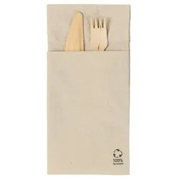 BIOZOYG 50 Stück Papierservietten 10 x 19,5 cm ungebleichte Einwegservietten, Recycling-Papierservietten, 2-lagig für Besteck, Gastroservietten