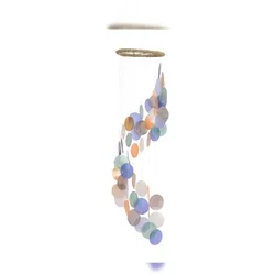 KSD Windspiel Mobile Capiz Muscheln 62x14,5cm Muschelkette Deko Muschelgirlande Hängedeko Gartendeko Balkon Fenster Terrasse Garten Perlmutt Bunt