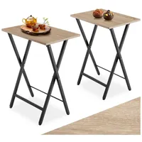 Tectake 2er Set Beistelltische klappbar, Holz und Stahl, mit höhenverstellbaren Gelenkfüßen,