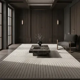 KADIMA DESIGN Balkonteppich Beige, Textil, Abstrakt, Rechteckig, 170x120 cm, – Böden, Teppiche, Outdoorteppiche