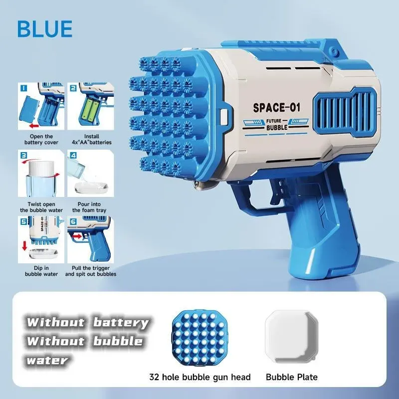 Tragbarer, handlicher automatischer Seifenblasenapparat – Blau-Weiß, elektrischer Seifenblasenapparat, einfache Bedienung und Handhabung, LED-Lichter für Partys und Outdoor-Unterhaltung, Geschenk/Festtagsüberraschung