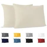 Dreamzie Kissenbezug 30x50 (Set mit 2) - 100% Jersey Baumwolle 150 g/qm Kissenbezüge -Beige - Für Kissenbezug 50x30 cm - Kissenhülle - Resistent und Hypoallergen
