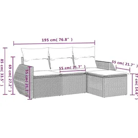 vidaXL Gartensofa-Set mit Kissen, grau, Polyrattan