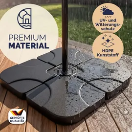 CASARIA Sonnenschirmständerplatten 4er Set Kunststoff bis 80 kg Schwarz
