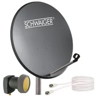 Schwaiger 9734 SAT-Anlage Satelliten-Set Satellitenschüssel Single-LNB Koaxialkabel 10m digital