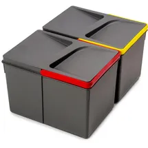 Emuca Recyclingbehälter 2x12 Liter H 216mm Anthrazit