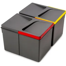 Emuca Recyclingbehälter 2x12 Liter H 216mm Anthrazit