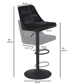 MID.YOU Barhocker 45 x 106 x 51 cm Schwarz