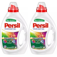 Persil Color Kraft-Gel 40 WL (2 x 20 Waschladungen), Flüssigwaschmittel mit Tiefenrein Technologie, Colorwaschmittel für reine Wäsche und hygienische Frische für die Maschine, wirksam ab 20 °C