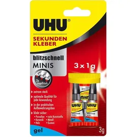 UHU Sekundenkleber Minis Gel 3x 1 g