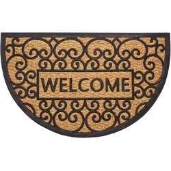 Fußmatte HANSE HOME "Welcome, Türmatte", braun (schwarz, braun), B:45cm H:8mm L:75cm, Gummi, Kokos, Teppiche, Kokos, Gummi, Schmutzfangmatte, Outdoor, Rutschfest, Innen, Kokosmatte