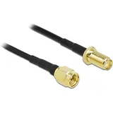 DeLock Antennenverlängerungskabel SMA Stecker zu SMA Buchse 5 m Schwarz