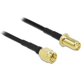 DeLock Antennenverlängerungskabel SMA Stecker zu SMA Buchse 5 m Schwarz