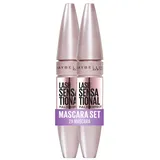 Maybelline New York Schwarze Mascara für vollere, definierte und längere Wimpern, Wimperntusche im Doppelpack, Lash Sensational Full Fan Effekt, Very Black, 2 x 9,5 ml