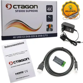 Octagon SF8008 UHD 4K Supreme Combo Receiver, Sat- Kabel- & DVB-T2 Receiver, & Schwarz