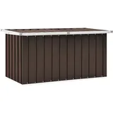 homiuse Gartenbox Braun 129 x 67 x 65 cm Auflagenbox Aufbewahrungsbox Aufbewahrungstruhe Gartentruhe Garten Wasserdicht Kissenbox Outdoor Wasserdicht Gartenbox Klein Verzinkter Stahl Klappdeckel