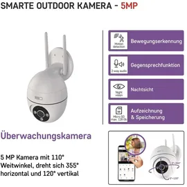 EMOS GoSmart Outdoor Überwachungskamera 5MP mit App 2K Smart Home IP-Kamera, IP65 wasserdicht H4057