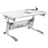 Schreibtisch JARO, Silberfarben - Weiß - Metallgestell - B 120 cm - manuell Höhenverstellbar