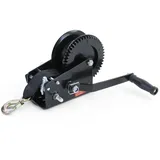 RAMROXX Seilwinde Premium Handwinde mit Gurt 1500kg 8 Meter Schwarz für PKW Anhänger