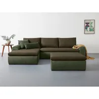 Ecksofa HOME AFFAIRE "Win L-Form, B: 285 cm - OTTO. Verlässliche Qualität.", grün (olive), B:285cm H:85cm T:176cm, 100% Polyester, Sofas, Ecksofa, 2 Zierkissen, optional Bettfunktion & Bettkasten