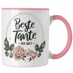 Trendation Tasse Trendation – Beste Tante der Welt Geschenk Tasse mit Spruch Kaffeetasse für Coole Tante rosa