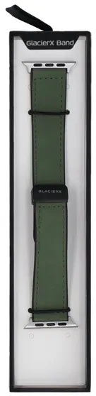 Neuer GlacierX Leder Magnetverschluss Armband Stein Grün für Apple Watch 42/44/45/49mm Jadegrün