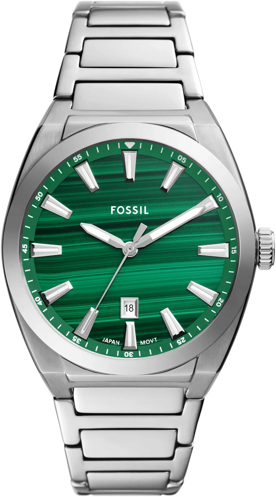Quarzuhr FOSSIL "EVERETT" Armbanduhren silberfarben, grün Herren Uhren