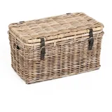 LebensWohnArt Truhe Rattan Truhe RESSY Grey ca. L70cm Couchtisch