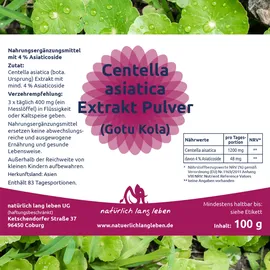 natürlich lang leben Centella asiatica Extrakt Pulver 100 g